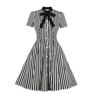 Pinstripe Dress Black & White Stripes